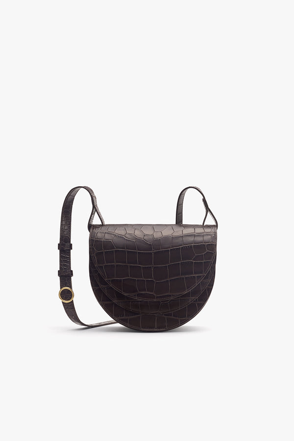 Double Moon Saddle Bag (Croco) Mocha / One Size