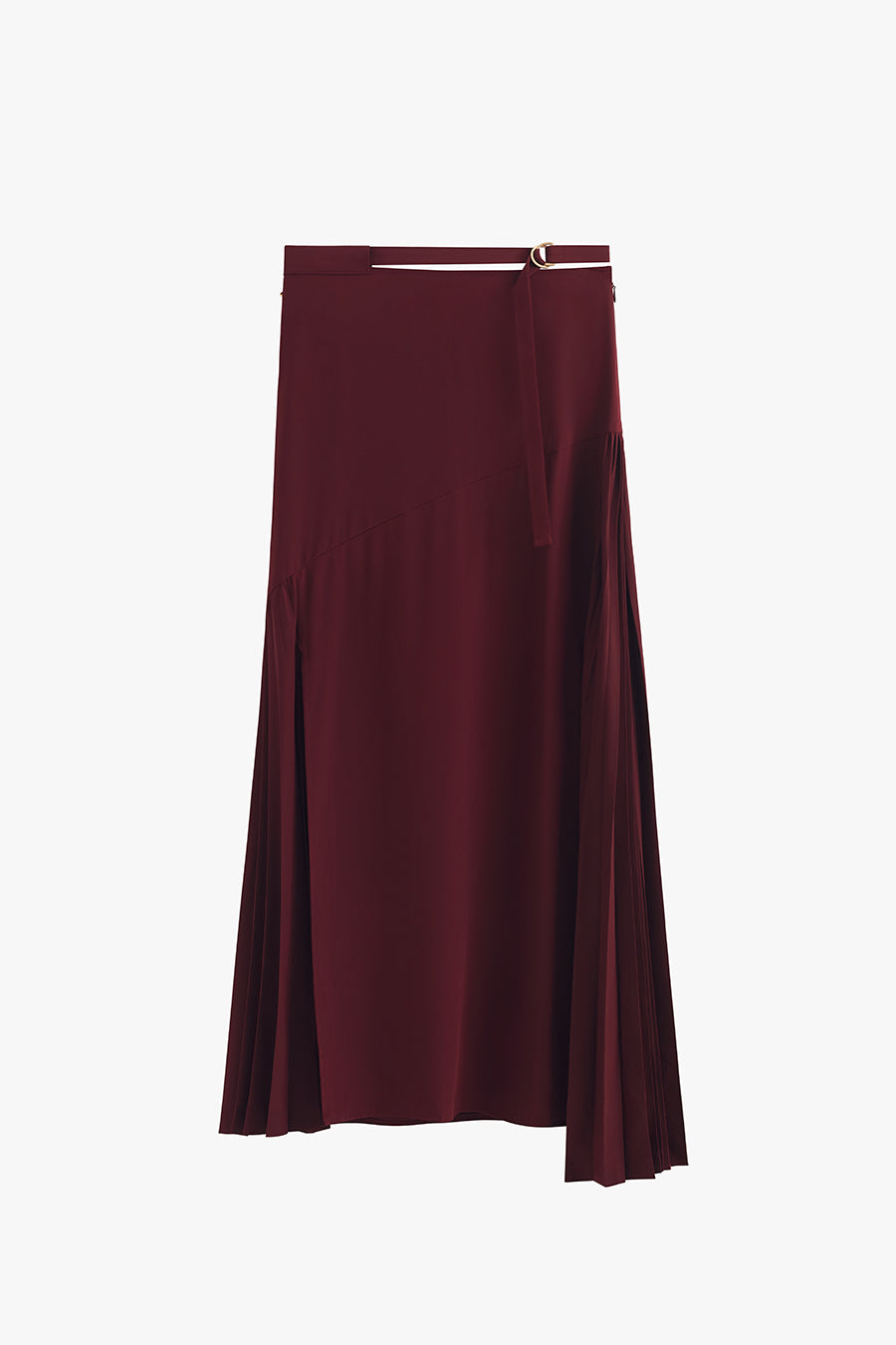 Silk Pleated Side Skirt Cherry / Small