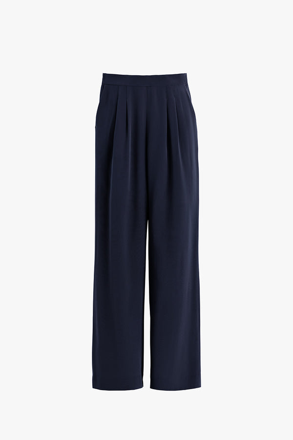 Silk Wide-Leg Pant Navy / Extra Small