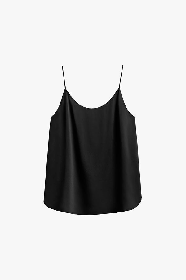 Washable Charmeuse Cross-Back Cami Black / Large
