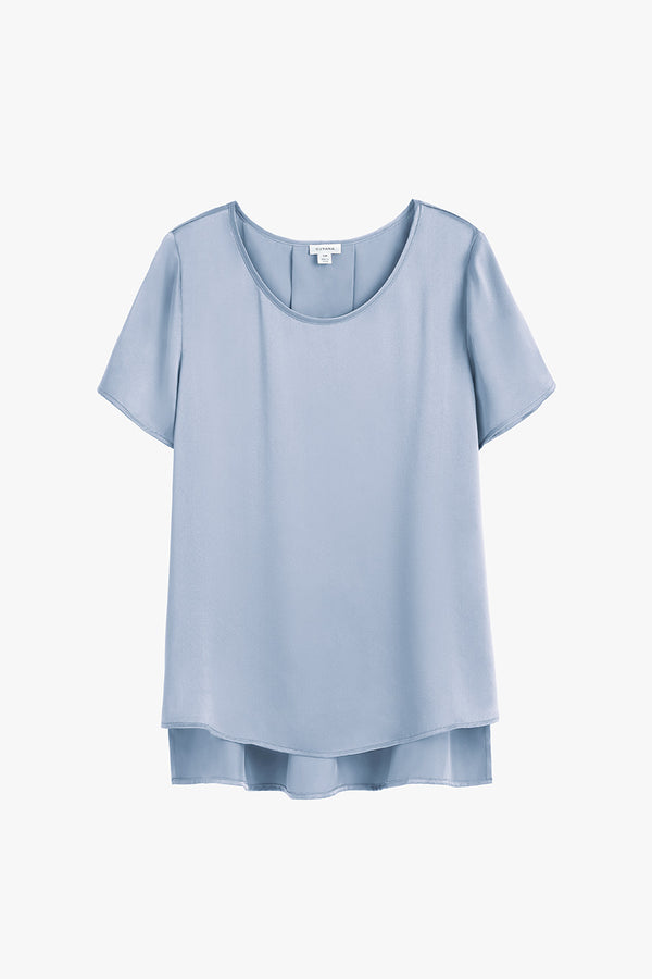 Washable Charmeuse High-Low Top Sky Blue / Small