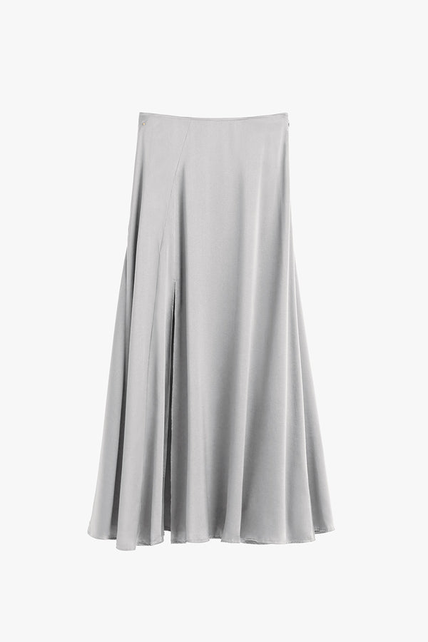 Washable Charmeuse Maxi Skirt Silver / Small