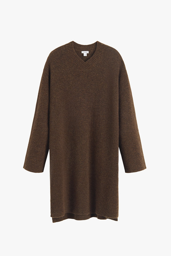 Alpaca Wool Sweater Dress Chocolate / Extra Small