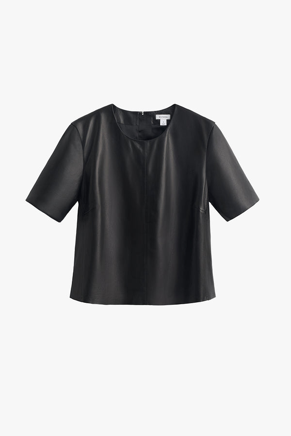 Leather Cropped Tee Black / Small