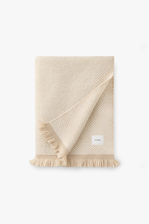Two-Tone Alpaca Blanket Beige / One Size