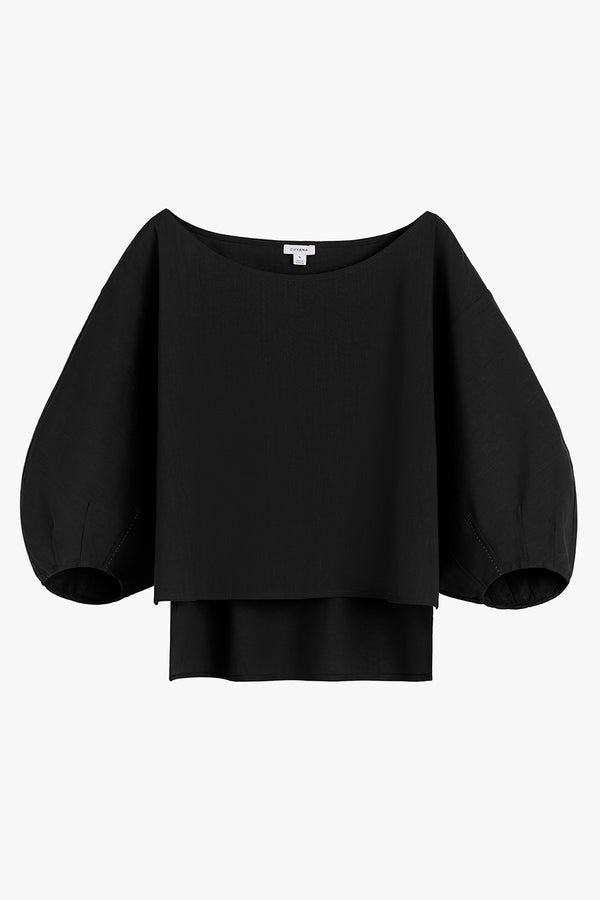 Linen Boatneck Top Black / Large