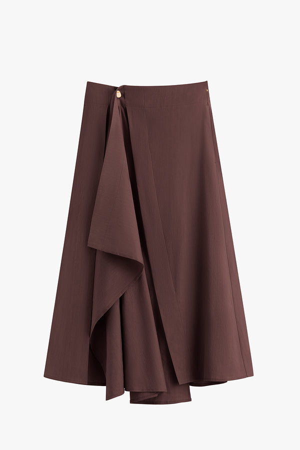 Linen Wrap Skirt Coffee / Extra Small