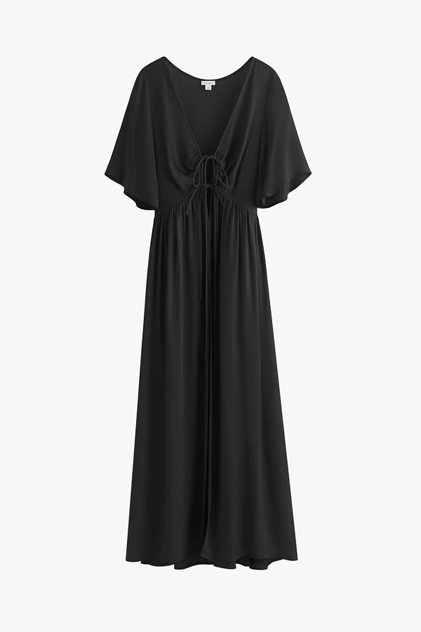 Tencel Tie Front Cover Up Black / Small