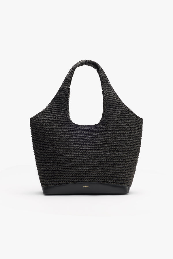 Large Raffia Tote Black / One Size