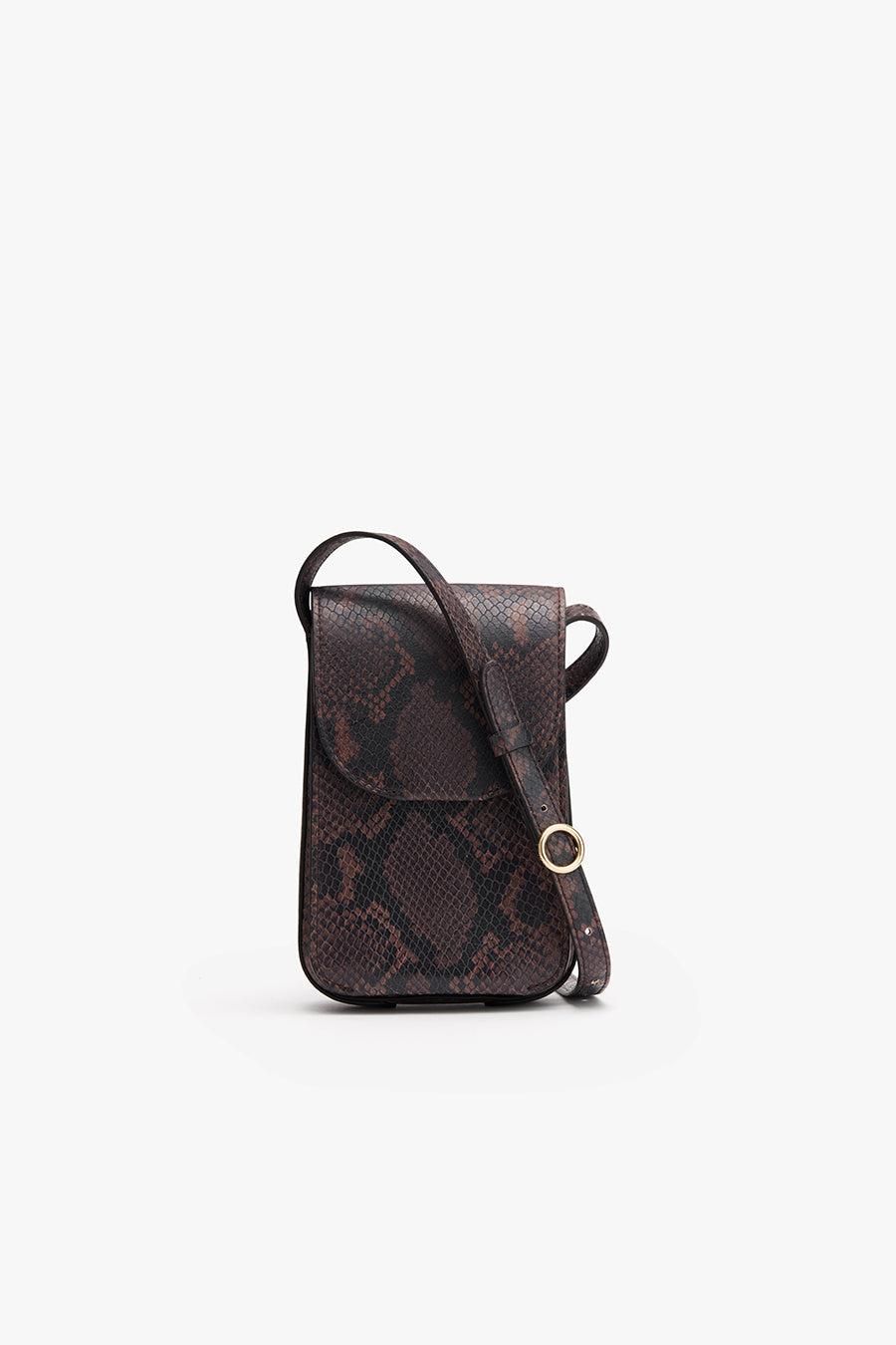 Concertina Phone Bag (Snake) Dark Brown / One Size
