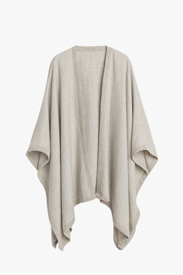 Baby Alpaca Square Edge Cape Light Heather Grey / One Size