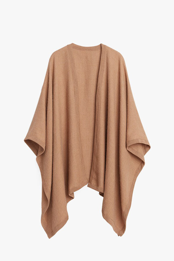 Baby Alpaca Square Edge Cape Camel / One Size