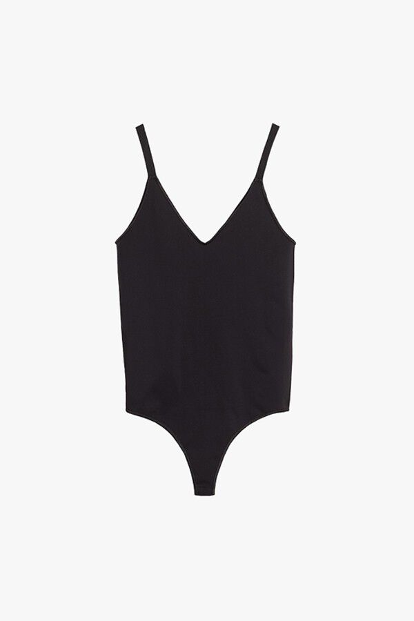 Seamless Cross Back Tank Bodysuit Black / Medium - Large