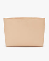A plain rectangular handbag without any visible handles or closures.
