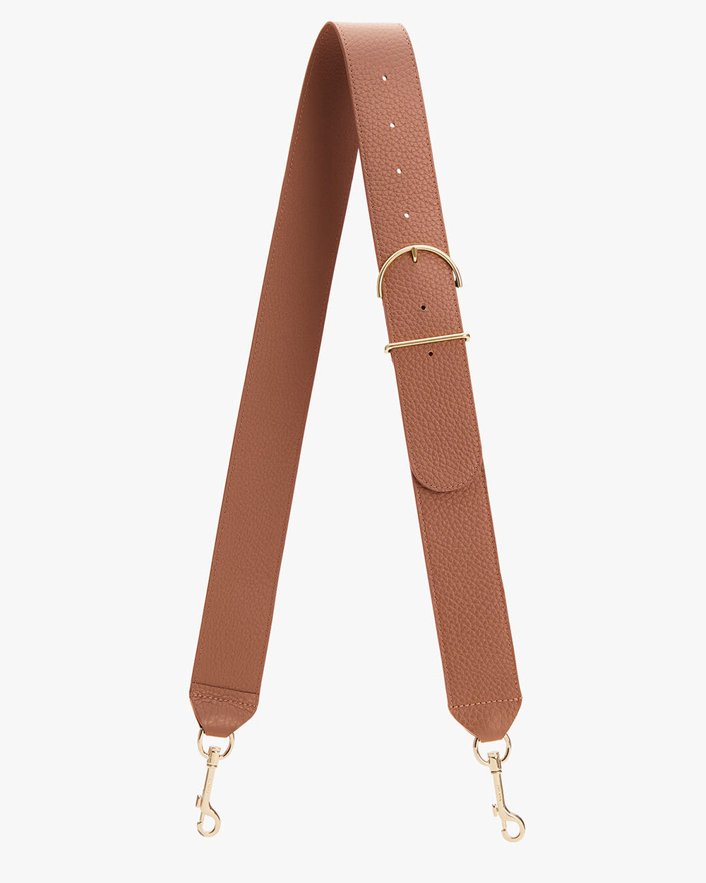 Adjustable Wide Strap Adjustable strap with buckle and metal clasps at ends.