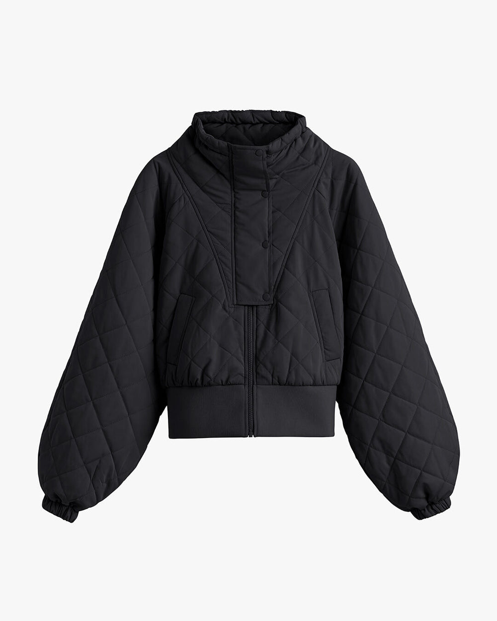 Quilted jacket with a high collar and zip closure