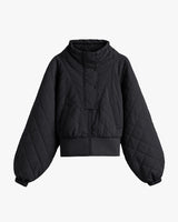 Quilted jacket with a high collar and zip closure