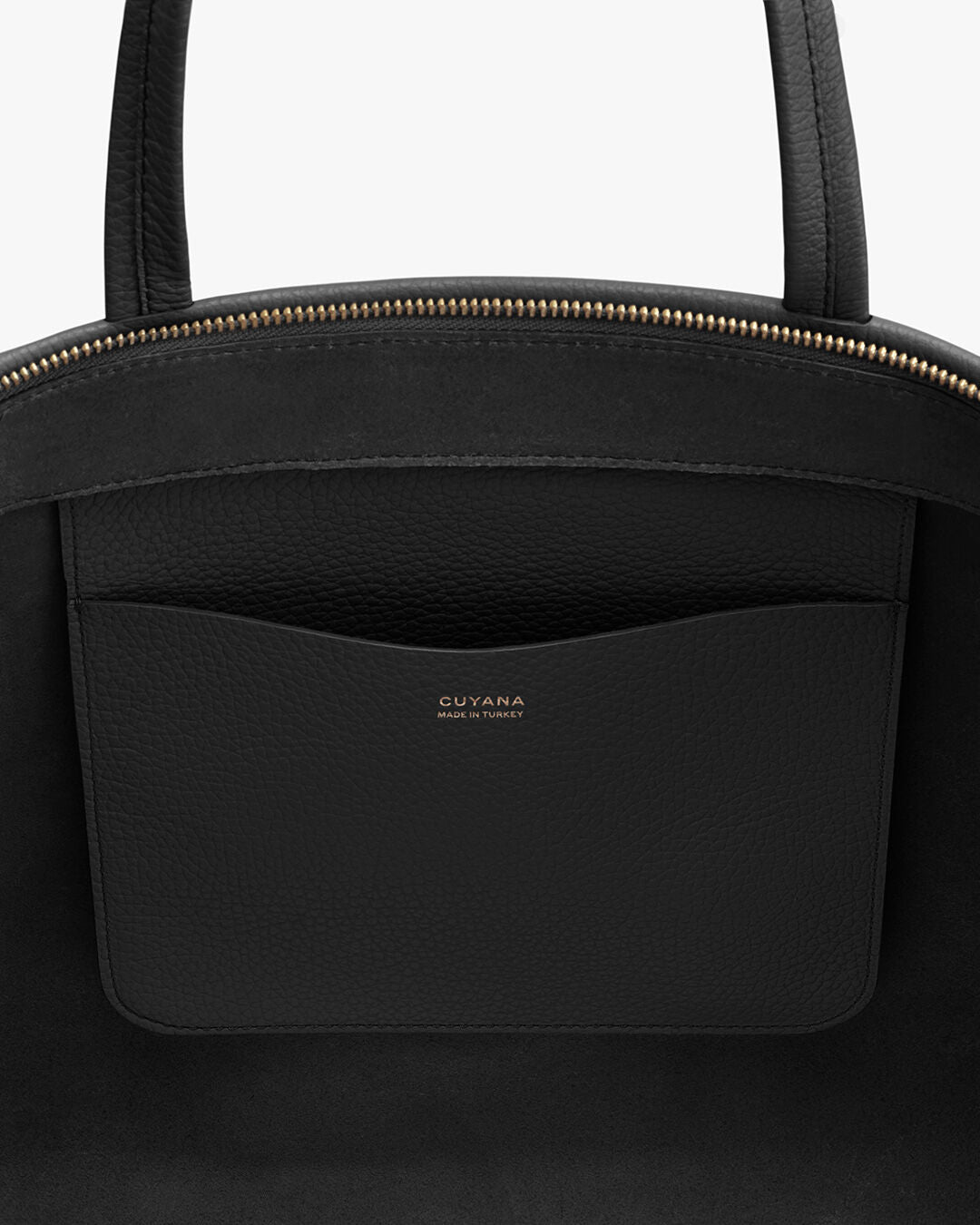 Leather Tote Bag, Pebbled--black / Zipper / Large