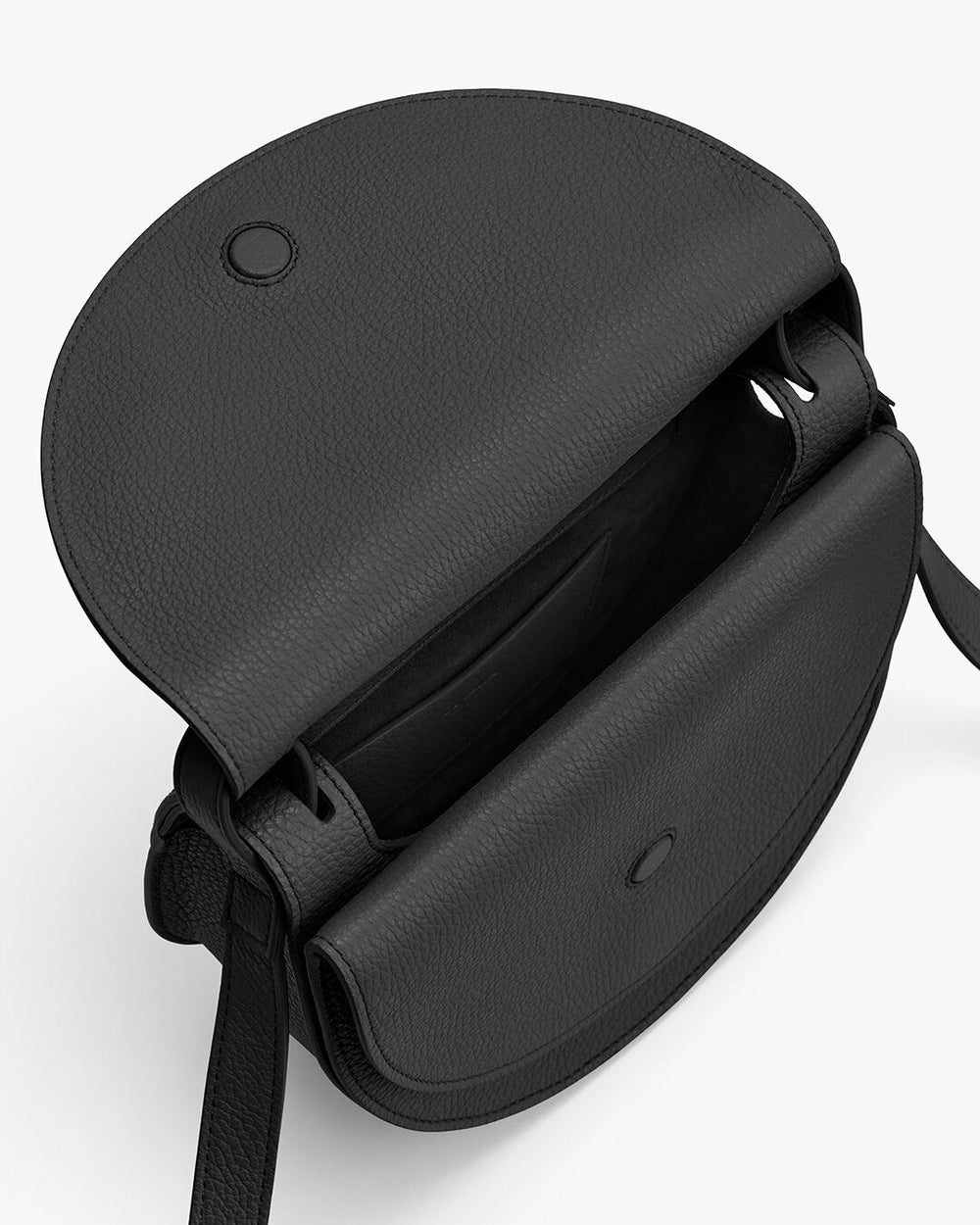 Open shoulder bag with visible interior compartment