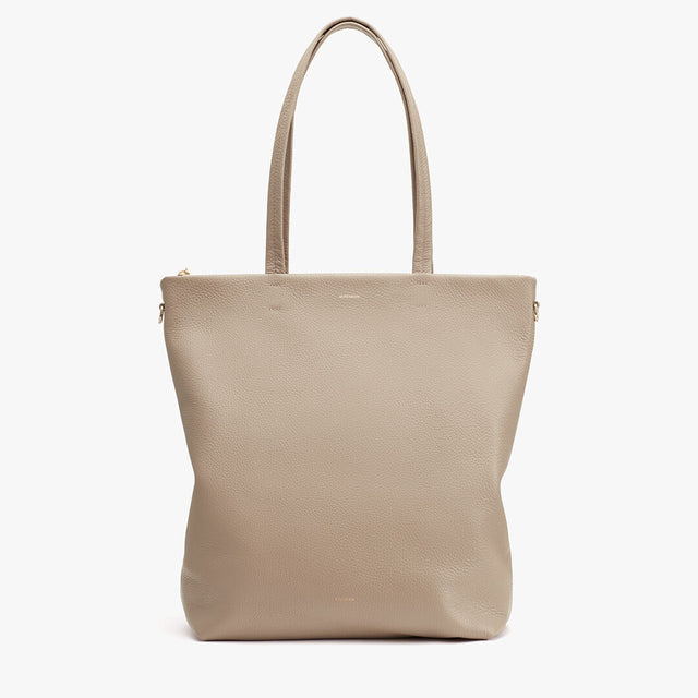 Vertical tote bag with two handles and a smooth texture.