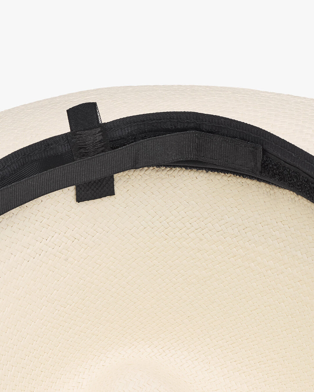 Close-up of a hat with a bow detail.