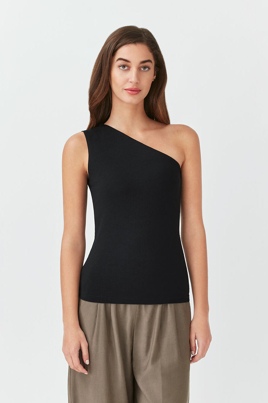 One Shoulder Top Black / Large