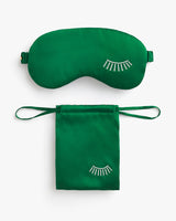 Sleep mask with eyelash design and a matching carry pouch.