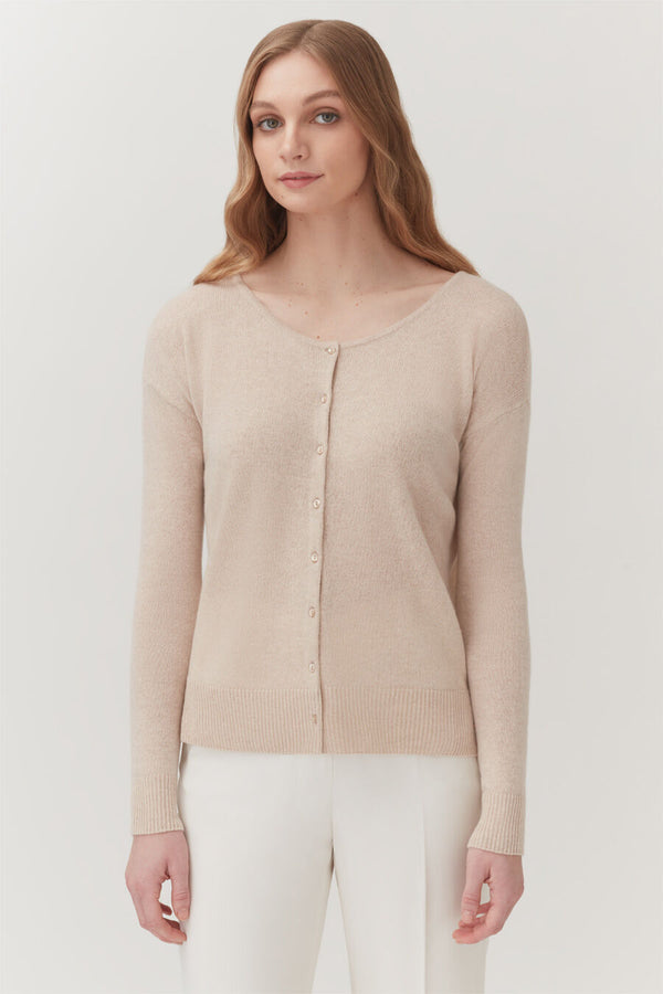 Single-Origin Cashmere Cardigan Beige / Large