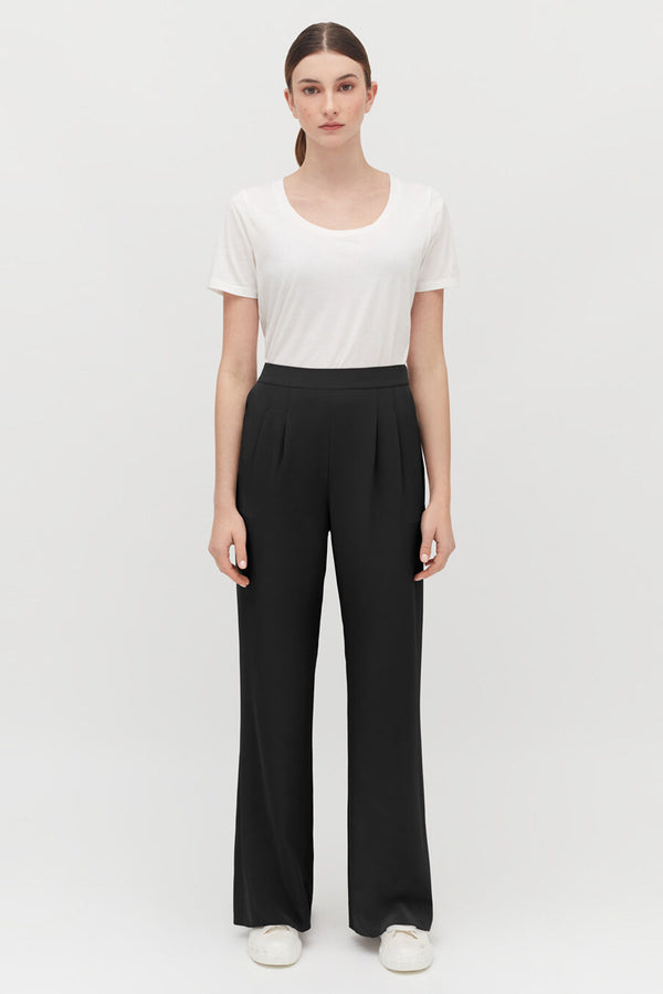 Silk Wide-Leg Pant Black / Large
