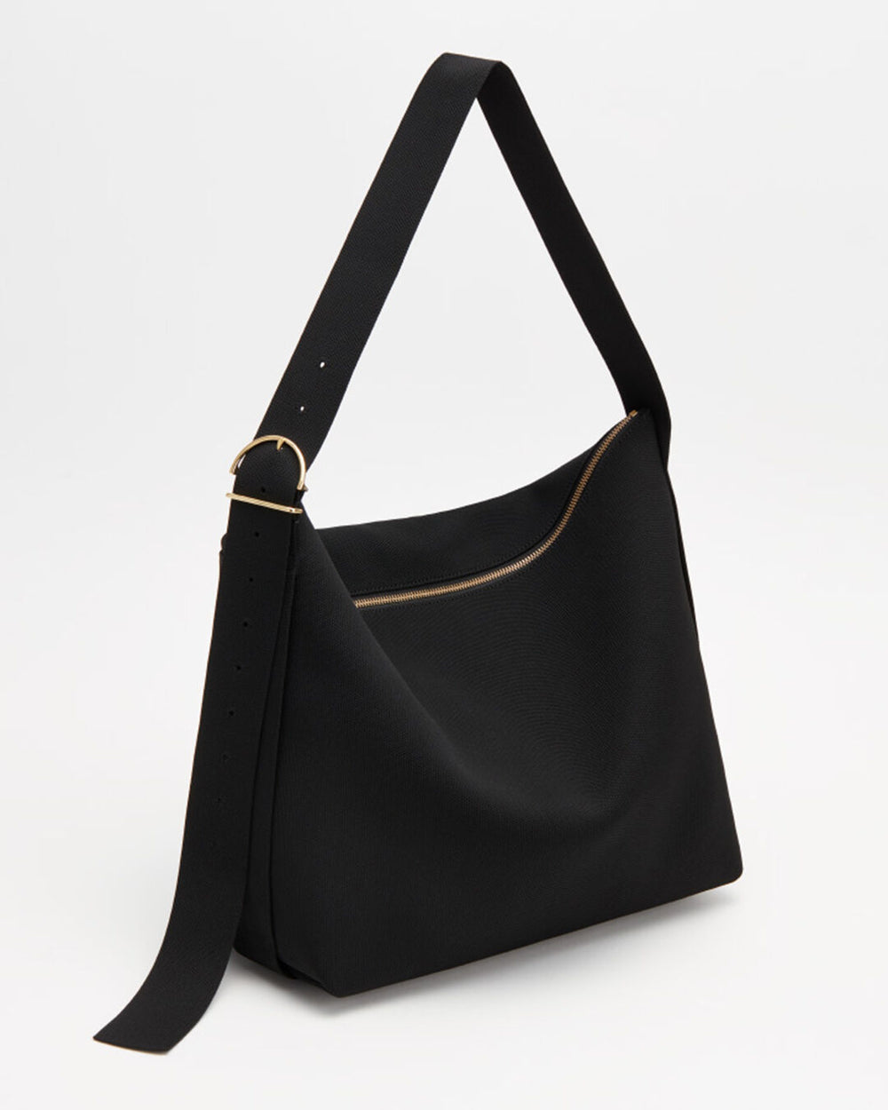 Shoulder bag with adjustable strap and buckle closure