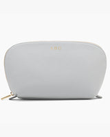 Cosmetic bag with zipper and brand logo on front