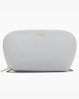 Textured pouch with zipper on white background.