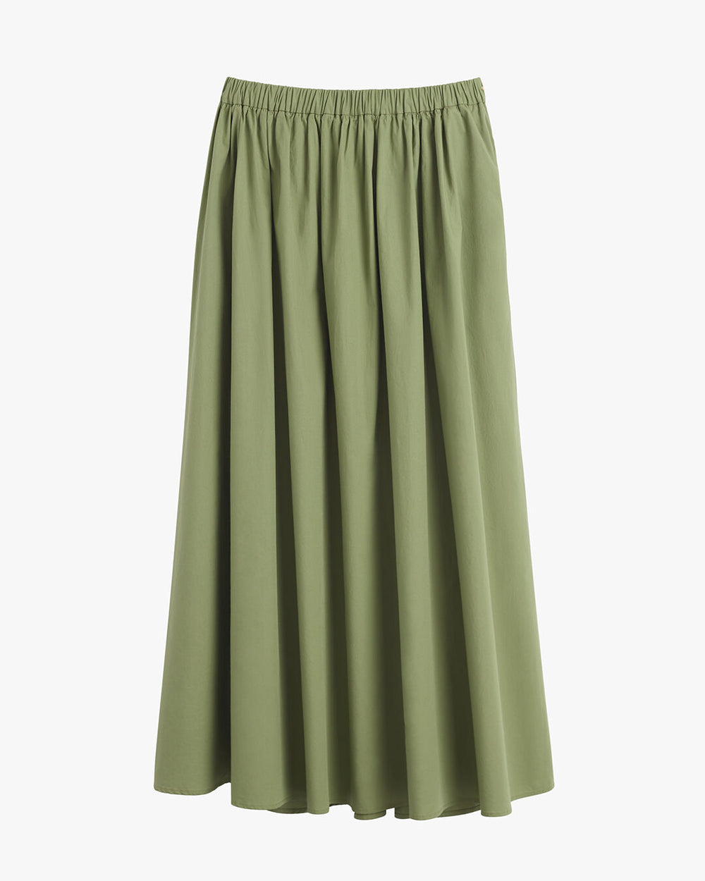 Long skirt with elastic waistband and flowing pleats.