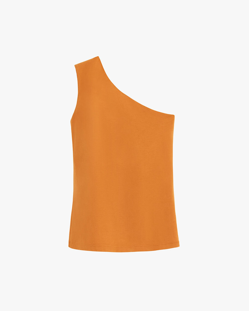 One-shoulder sleeveless top on a plain background.