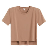 Plain short-sleeved t-shirt displayed against a plain background.
