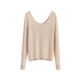 Long-sleeved sweater with a scooped neckline.