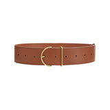 Leather belt with gold-tone buckle and multiple holes