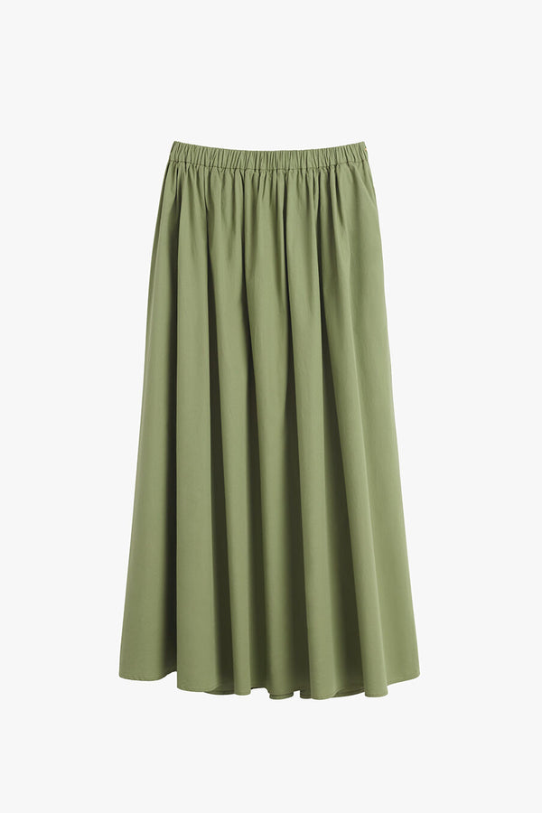 Poplin Gathered Skirt Leaf / Medium
