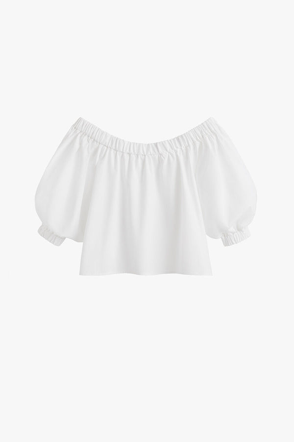 Poplin Off-The-Shoulder Cropped Top White / Extra Small