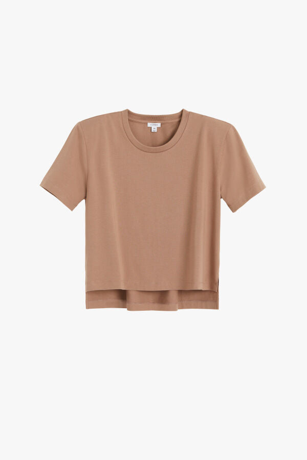 Padded Shoulder Cropped Tee Cappuccino / Small