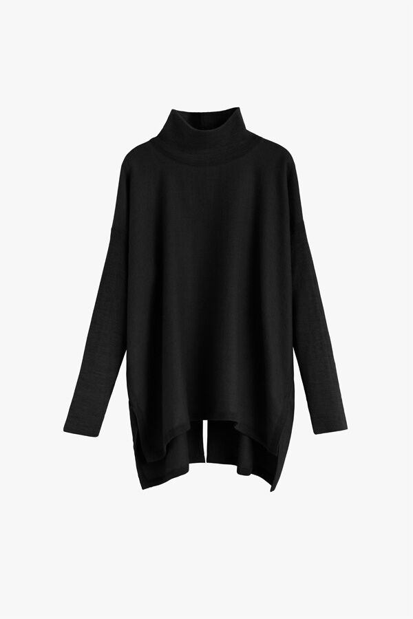 Alpaca Open-Back Turtleneck Sweater Black / Extra Small