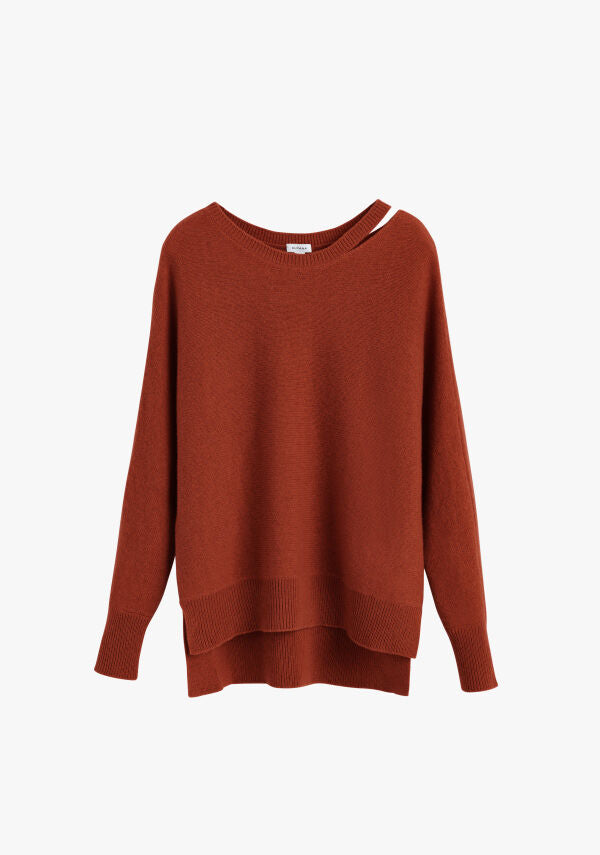 Recycled Cashmere Split-Neck Sweater Ginger / Extra Small