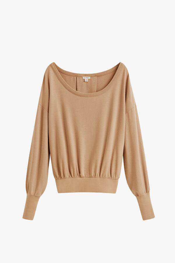French Terry Boatneck Sweatshirt Camel / Small