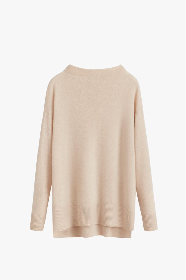 Single-Origin Cashmere Funnel Neck Sweater Beige / Small - Medium