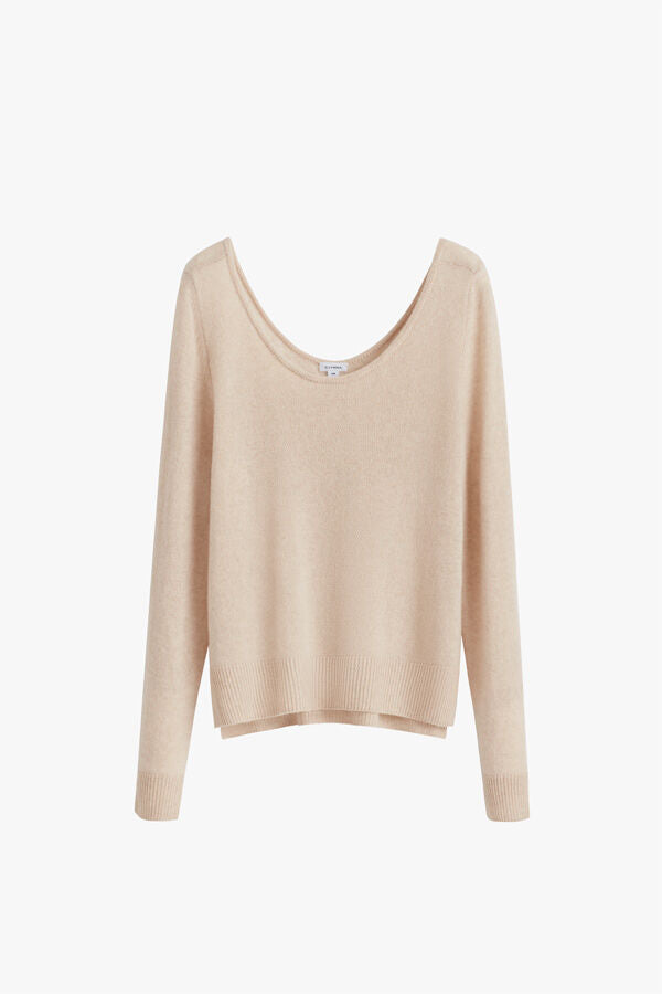 Single-Origin Cashmere Scoop Neck Sweater Beige / Large
