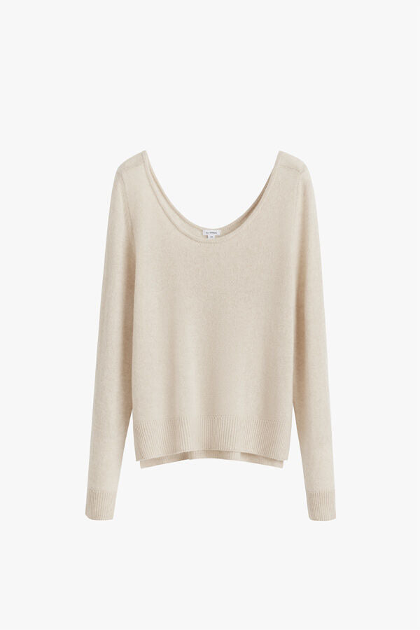 Single-Origin Cashmere Scoop Neck Sweater Ecru / Small