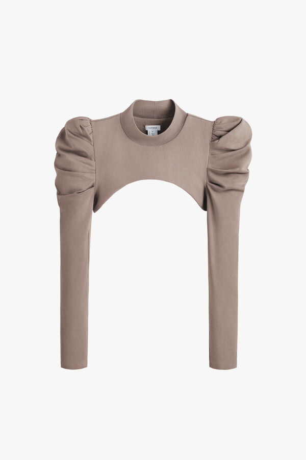 French Terry Puff Sleevelette Mushroom / Small