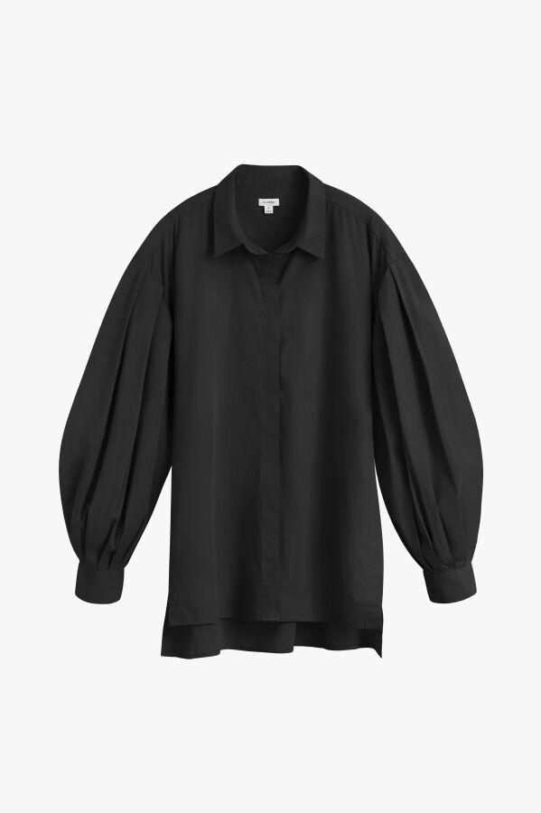 Poplin Balloon Sleeve Shirt Black / Medium