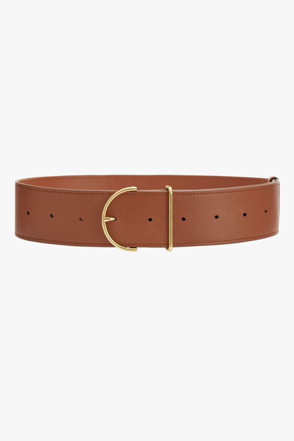 Wide Leather Belt Chestnut / Small - Medium