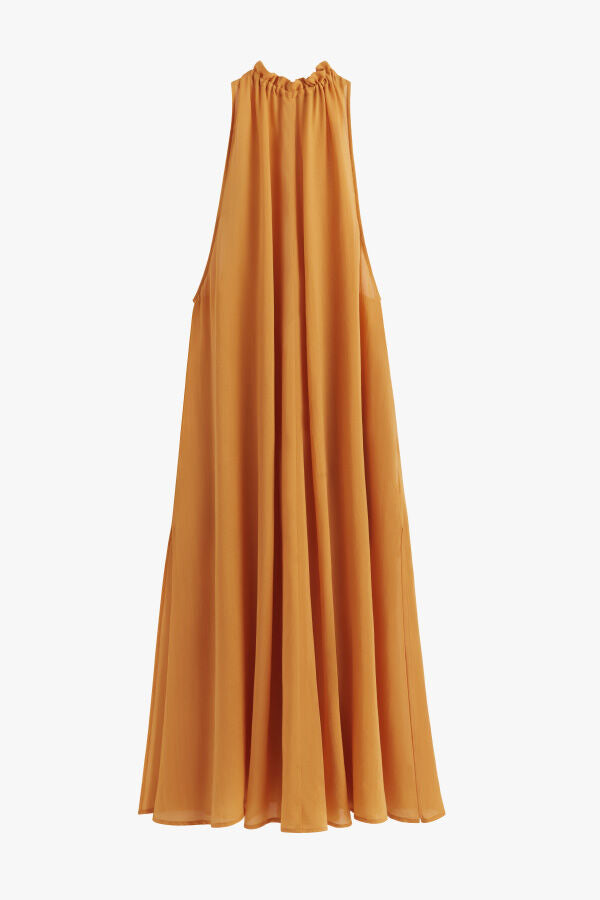 Gathered-Neck Maxi Cover Up Mango / Extra Small